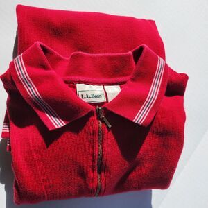 L.L. Bean 1/4 zip sweater mens XL Xlarge maroon red cotton cashmere blend 275298